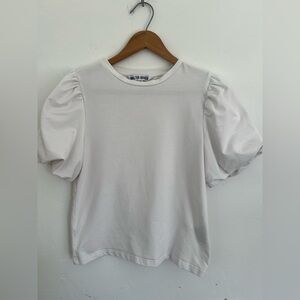 Walter Baker Cropped White Puff Sleeve Top Size Xs